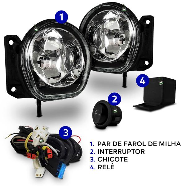 Imagem de Kit Farol Auxiliar Milha Fiat Punto 2012 2013 2014 Botao Tic Tac