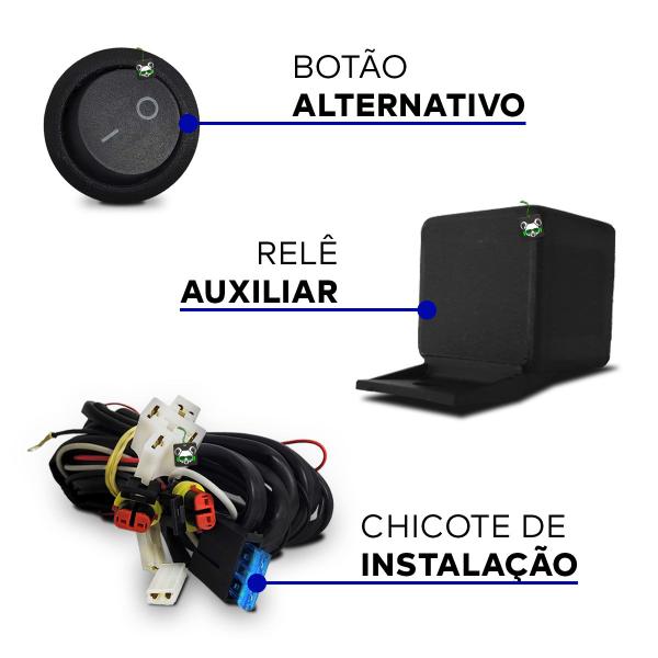 Imagem de Kit Farol Auxiliar Milha Fiat Punto 2012 2013 2014 Botao Tic Tac