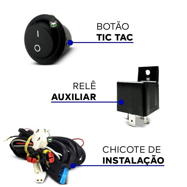 Imagem de Kit Farol Auxiliar Milha Onix Lt/Ltz 2017 2018 2019 Moldura Preta Botao Tic Tac