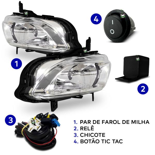 Imagem de Kit Farol Auxiliar Milha Strada 2020 2021 2022 2023 2024 2025 Botao Tic Tac