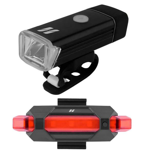 Imagem de Kit farol bike 180 lumens + pisca traseiro 50 lumens High One USB