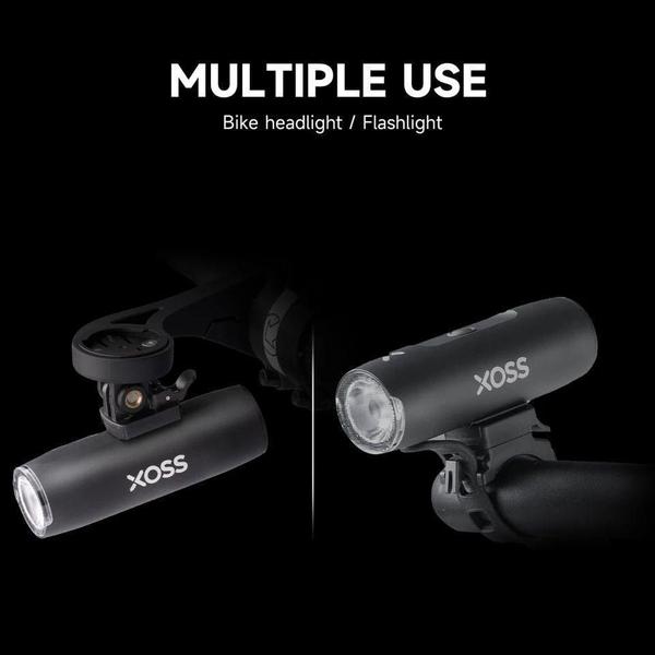 Imagem de Kit Farol Bike Recarregável 800 Lumens 5 Modos + Suporte Ext