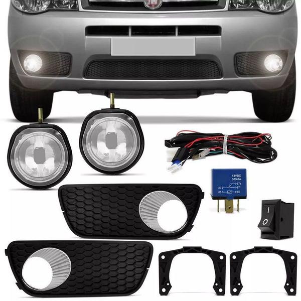 Imagem de Kit Farol de Milha Completo Fiat Palio G3 2004 a 2016 Weekend Fiat Siena Strada G3 2004 a 2012 Auxiliar Neblina