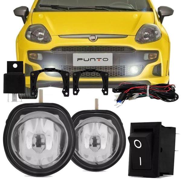 Imagem de Kit Farol de Milha Completo Fiat Punto 2012 13 14 15 16 17 Auxiliar Neblina