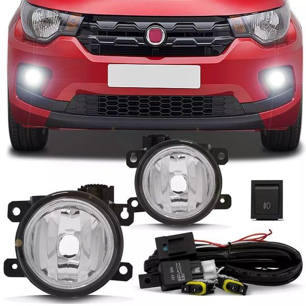 Imagem de Kit Farol de Milha Completo Volkswagen Mobi 2016 17 18 19 Fiat Argo 2017 18 19 Auxiliar Neblina