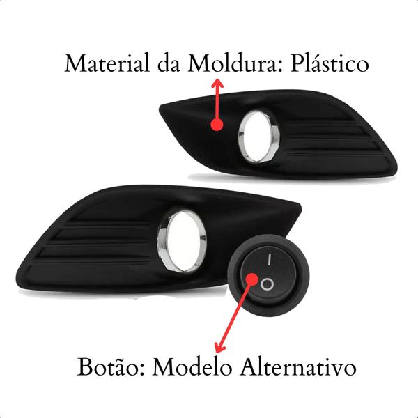 Imagem de Kit Farol de Milha Focus 2009 2010 2011 2012 com Moldura Cor Cromo e Botão Alternativo Tic Tac 2 Pinos Suits - STS443FD