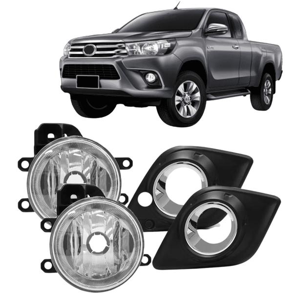 Imagem de Kit Farol de Milha Hilux 16/18 Moldura Cromo Botão Modelo Original Suits - STS518TA