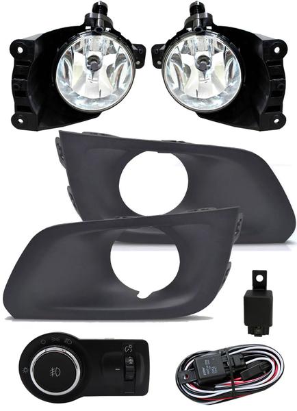 Imagem de Kit Farol de Milha Neblina Chevrolet Onix e Novo Prisma LT e LTZ 2017 2018 2019 2020 Com Moldura + Kit Lâmpada Super LED 6000K