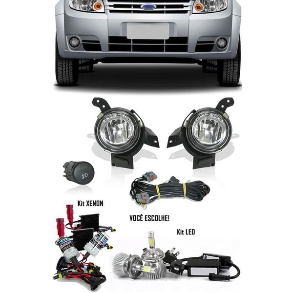 Imagem de Kit Farol de Milha Neblina Ford Ka 2008 2009 2010 2011 + Kit Xenon 6000K 8000K ou Kit Lâmpada Super LED 6000K