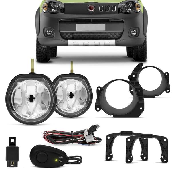 Imagem de Kit Farol de Milha Novo Uno 2011 2012 2013 2014 2015 2016 Way Vivace Attractive Sporting