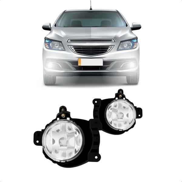 Imagem de Kit Farol de Milha Onix 2012 2013 2014 e Prisma 2013 2014 2015 Filete Cromo Botão Tic Tac Sem LED Suits - STS761CV