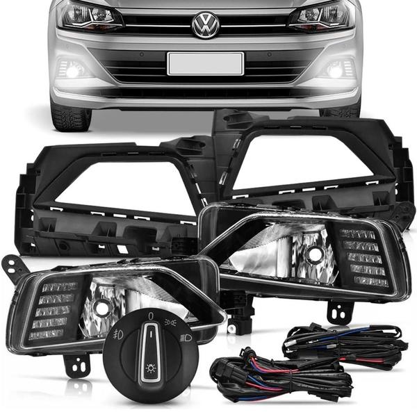 Imagem de Kit Farol de Milha Polo Virtus 2017 a 2021 Drl LED Dimmer Função Seta