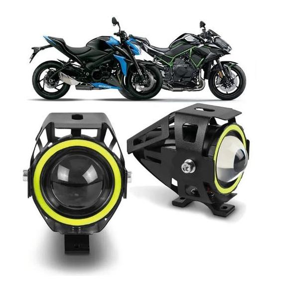 Imagem de Kit Farol Milha Auxiliar Led Angel Eyes 6000k Tdm 900 Suzuki kawasaki