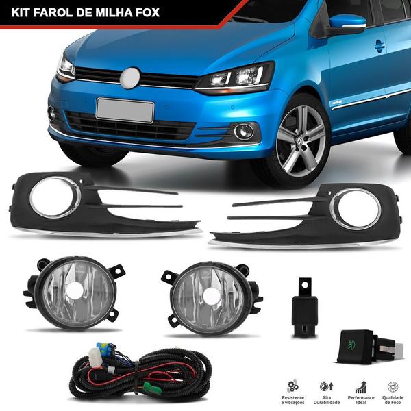 Imagem de Kit Farol Milha Fox 2015/2020 Com Moldura Botão Shocklight