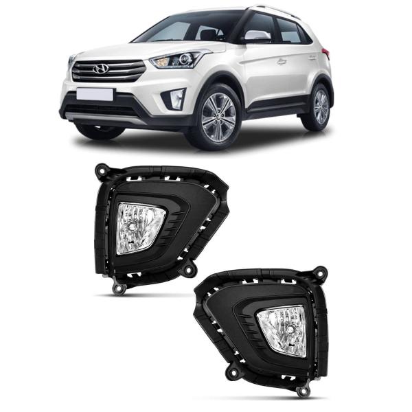 Imagem de Kit Farol Milha Hyundai Creta 2020 em diante Encaixe H8 12V 35W Moldura Preta Shocklight - SL-121410