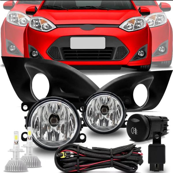 Imagem de Kit Farol Milha Neblina Fiesta Rocam + Super Led 2011 2012 2013 2014