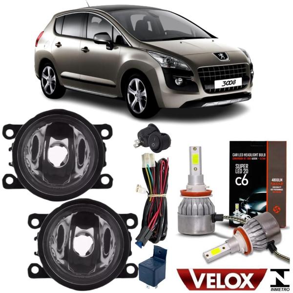 Imagem de Kit Farol Milha Peugeot 3008 2011 ate 2015 e Super Led 2D