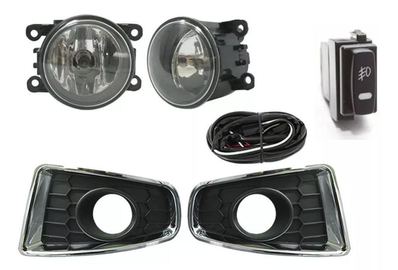 Imagem de Kit Farol Milha Renault Sandero 2012 2013 2014 Moldura Cromo