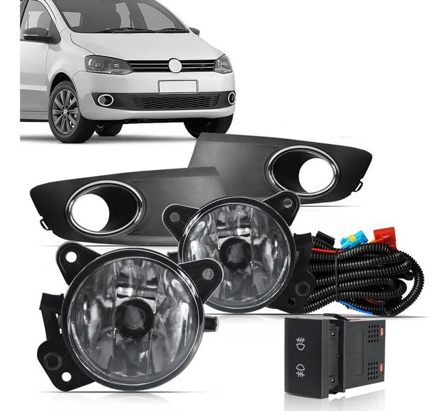 Imagem de Kit Farol Neblina Milha Fox Spacefox 2010 2011 2012 2013 Aro Cromado