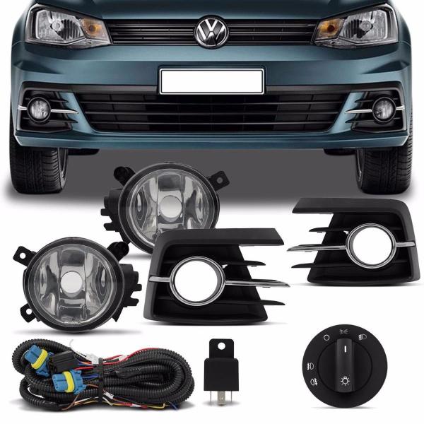 Imagem de Kit Farol Neblina Milha Gol G7 2017 2018 Aro Cromado Botão Modelo Original