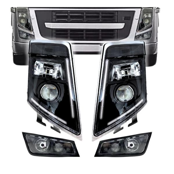 Imagem de Kit Farol Principal Auxiliar Volvo FM FH 13 Masc Negra Black