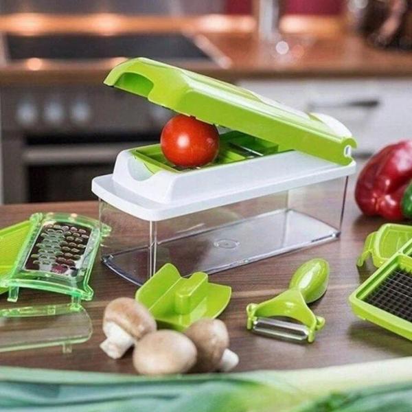 Imagem de Kit Fatiador Cortador De Legumes Salada Plástico Inox