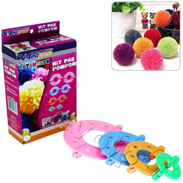 Imagem de Kit Faz Fazer Enrolar La Pom Pom 8pcs - 4 Medidas Artesanato