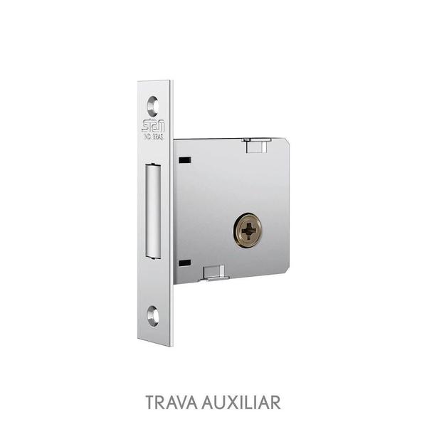 Imagem de Kit Fechadura Stam Chave Tetra 1800/21 Inox +Trava Segurança