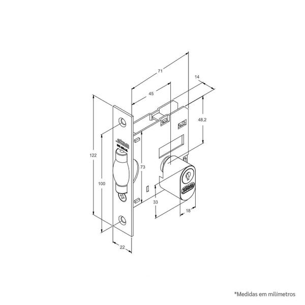 Imagem de Kit Fechaduras Pivotante 1005/1007 Roseta Quadrada Cromada Stam