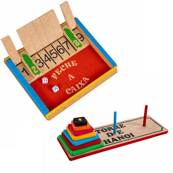 Kit Feche A Caixa E Torre Hanói Brinquedo Educativo - Tralalá Imagem de Kit Feche A Caixa E Torre Hanói Brinquedo Educativo