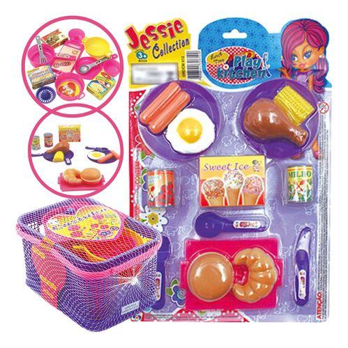 Imagem de Kit Feirinha Brinquedo Meninas Comidinha Panelinhas Cozinha