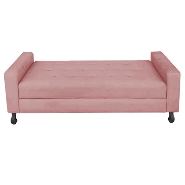 Imagem de Kit Félix com Cabeceira Dama Capitonê 1,40 cm Casal Baú Quarto Sala material sintético Rose - Dama Capitonêffê Móveis