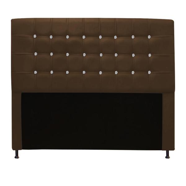 Imagem de Kit Félix com Cabeceira Dama com Strass 1,95 cm King Size Baú Quarto Sala Suede Marrom - Damaffê Móveis