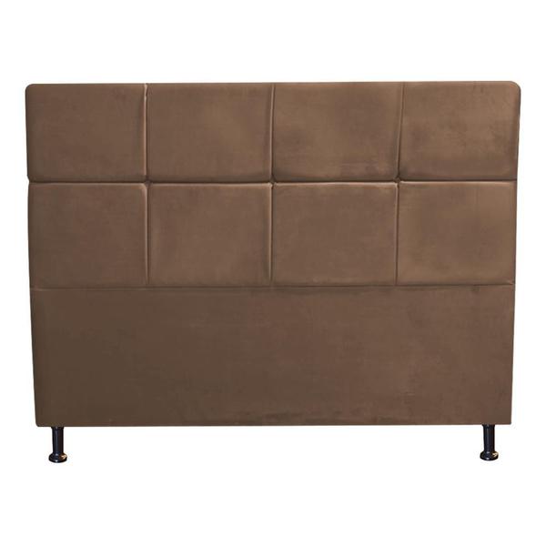 Imagem de Kit Félix com Cabeceira Damares 1,40 cm Casal Baú Quarto Sala Suede Marrom - Damaffe Móveis