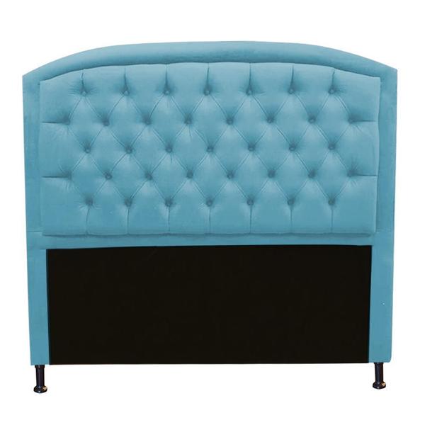 Imagem de Kit Félix com Cabeceira Geovana 1,40 cm Casal Baú Quarto Sala Suede Azul Turquesa - Damaffe Móveis