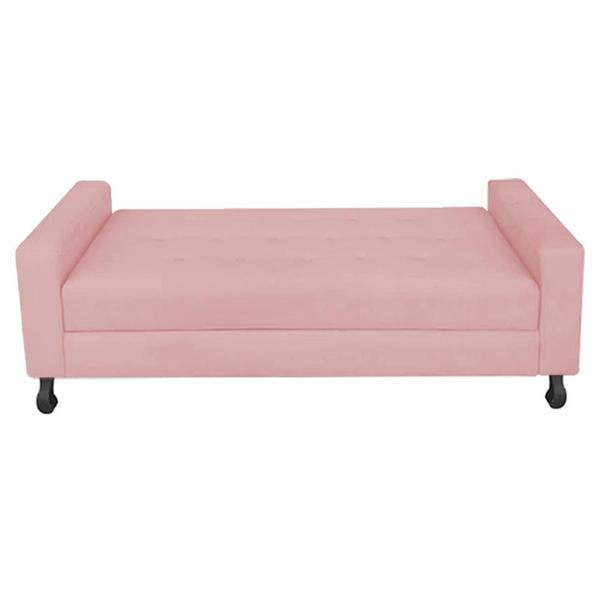 Imagem de Kit Félix com Cabeceira Mel 1,40 cm Casal Baú Quarto Sala material sintético Rose - Damaffê Móveis