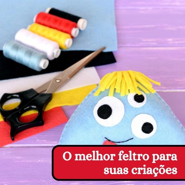 Imagem de Kit Feltro Liso Nude e Branco e Tesoura Corte Preciso