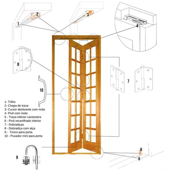 Imagem de Kit Ferragens p/ Porta Camarão Completo - 90 cm Branco - Alfer - KTC-309TB