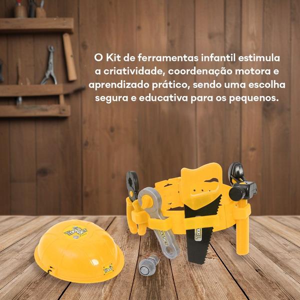 Imagem de Kit Ferramenta Infantil Educativo Capacete Cinto Cor Amarelo