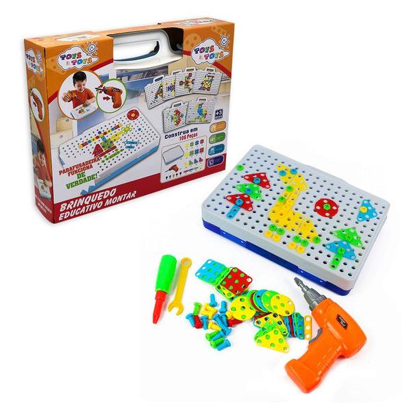 Imagem de Kit Ferramenta Infantil Parafusadeira De Brinquedo De Montar