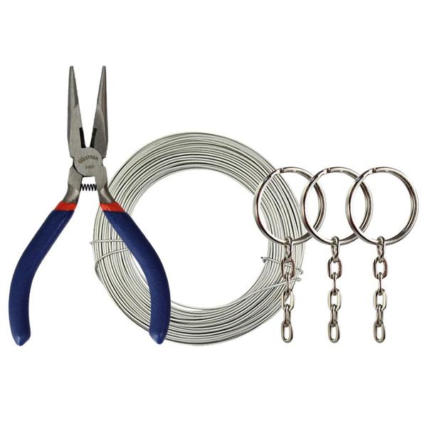 Imagem de Kit Ferramentas Alicate Azul Com Arame Galvanizado 25m E Argola 23mm