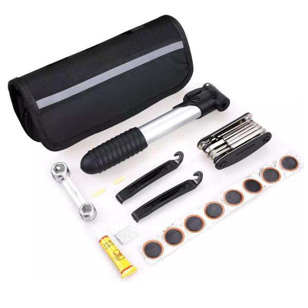 Kit Ferramentas Bike Chaves Bomba Remendo Reparo Bicicleta - Waka Imagem de Kit Ferramentas Bike Chaves Bomba Remendo Reparo Bicicleta