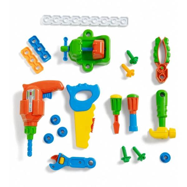 Imagem de Kit Ferramentas De Brinquedo Conjunto Infantil Bancada De Trabalho Brincadeira Didática - Tateti