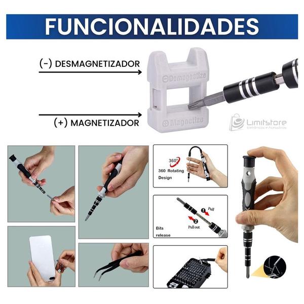 Imagem de Kit Ferramentas De Precisão 115 Jogo Chave Fenda Soquete Imã Maleta Ferramenta Portátil