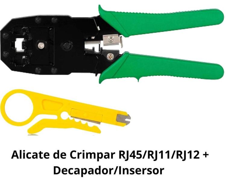 Imagem de Kit Ferramentas de Rede Alicate Crimpar + Decapador + Testador + Conectores + Bateria