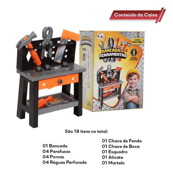Kit Ferramentas Infantil Com Bancada 18 Peças 761 Pica Pau Imagem de Kit Ferramentas Infantil Com Bancada 18 Peças 761 Pica Pau