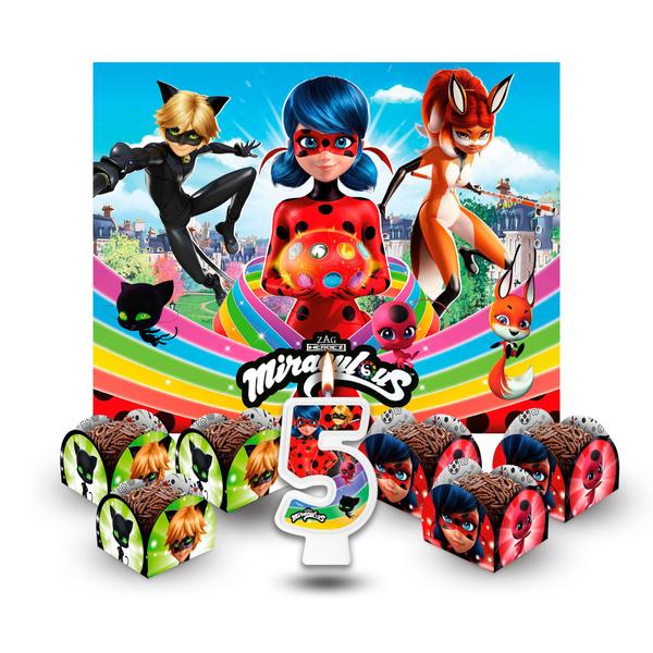 Imagem de Kit Festa 52 Peças Descoração Ladybug Aniversário 5 Anos