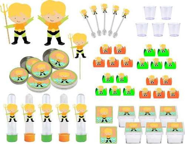 Kit Festa Aquaman Baby 103 Peças - Produto artesanal Imagem de Kit Festa Aquaman Baby 103 Peças