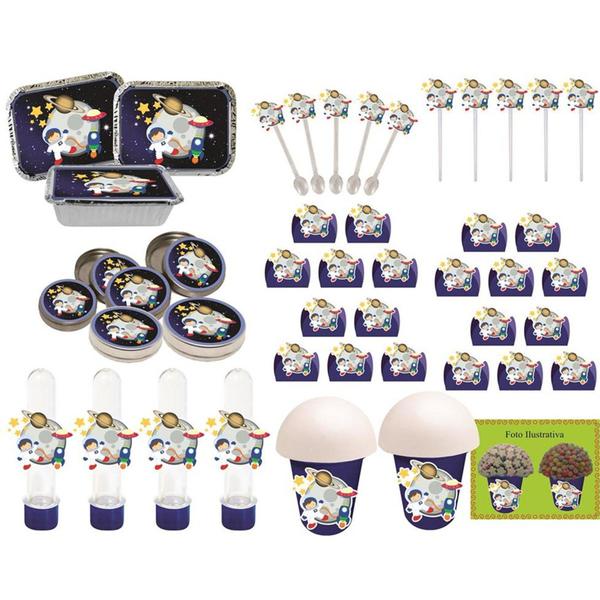Kit festa Astronauta 106 peças (10 pessoas) - Produto artesanal Imagem de Kit festa Astronauta 106 peças (10 pessoas)