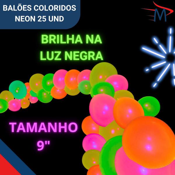 Imagem de KIT Festa Balões Neon Com Lâmpada Giratória e Luz Negra UV